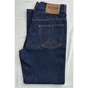 NWOT Y2K Moschino Jeans Men's Dark Blue Straight Denim Cotton Button 5-Pocket